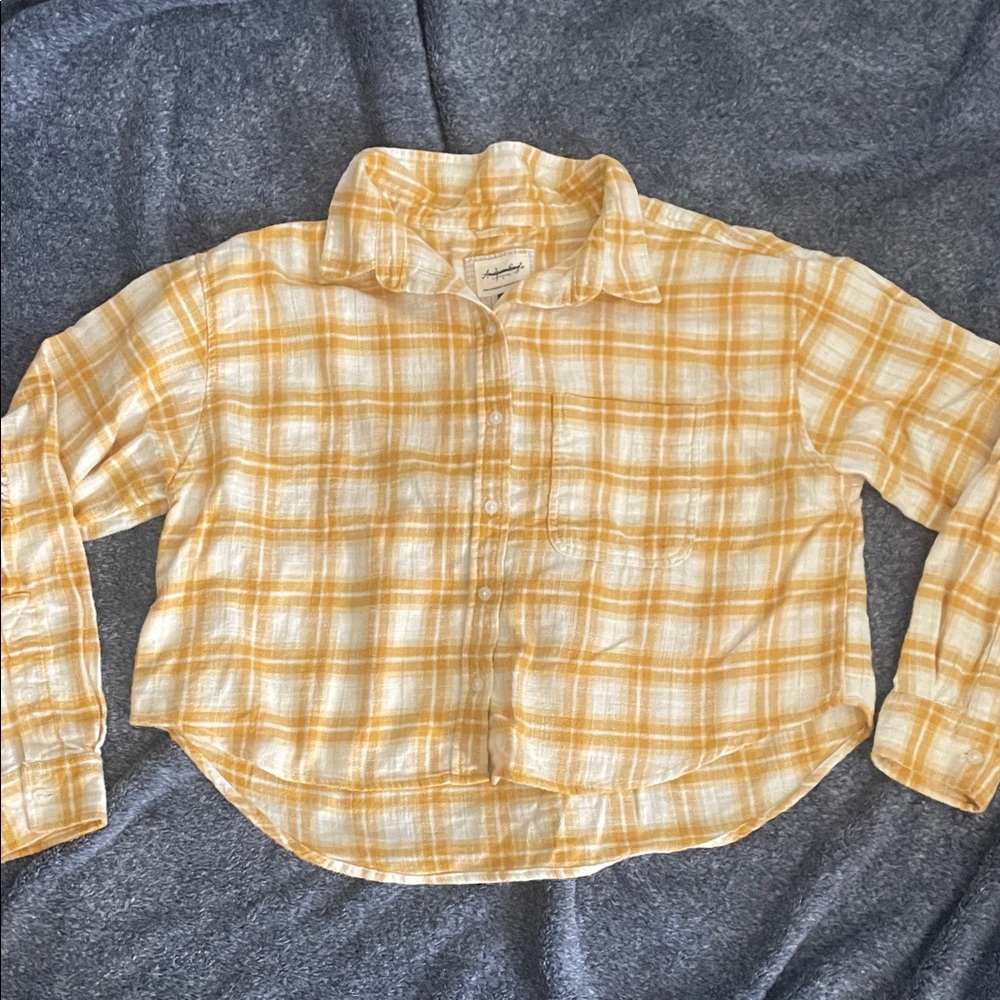 American Eagle Yellow Plaid Shirt